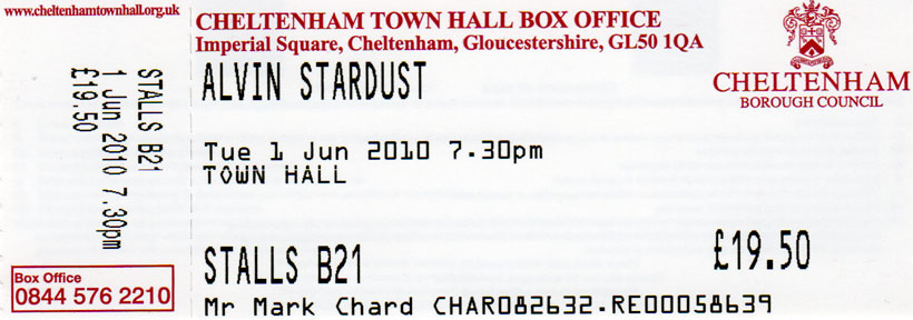 ALVIN STARDUST Ticket
